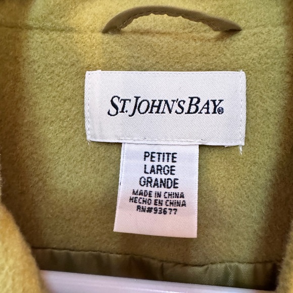 St John’s Bay Lime Green Pea Coat Size L Petite - Picture 3 of 7